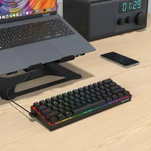 Redragon K617 FIZZ-RGB Black Mechanical Gaming Keyboard, 61-Key Compact 60% Layout, Rapid Trigger Technology, 8000Hz Polling Rate, RGB Backlighting Effects, Wired USB Connectivity