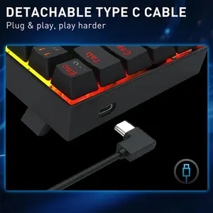 Redragon K617 FIZZ-RGB Black Mechanical Gaming Keyboard, 61-Key Compact 60% Layout, Rapid Trigger Technology, 8000Hz Polling Rate, RGB Backlighting Effects, Wired USB Connectivity