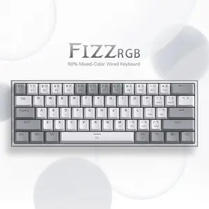 Redragon FIZZ K617 WG 60% RGB Mechanical Gaming Keyboard White and Gray, 61-Key Compact Layout, Mechanical Red Switches, RGB Backlighting Effects, Wired USB Connectivity, Gaming Keyboard