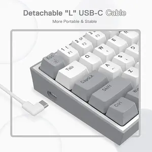 Redragon FIZZ K617 WG 60% RGB Mechanical Gaming Keyboard White and Gray, 61-Key Compact Layout, Mechanical Red Switches, RGB Backlighting Effects, Wired USB Connectivity, Gaming Keyboard