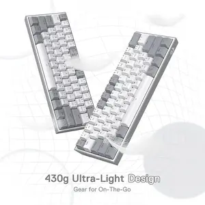 Redragon FIZZ K617 WG 60% RGB Mechanical Gaming Keyboard White and Gray, 61-Key Compact Layout, Mechanical Red Switches, RGB Backlighting Effects, Wired USB Connectivity, Gaming Keyboard