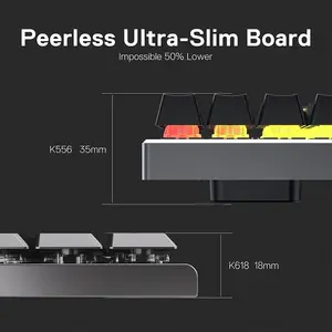 Redragon K618 Horus Pro RGB Low-Profile Mechanical Gaming Keyboard, Tri-Mode Wireless Connectivity, Low-Profile Mechanical Switch Design, RGB Backlighting Effects, Ultra-Slim High-Performance Gaming Keyboard