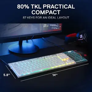 Redragon K621W HORUS PRO TKL Low Profile RGB Mechanical Gaming Keyboard, 3-Mode Wireless Connectivity, White Edition