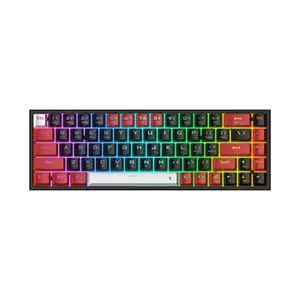 Redragon K631 CASTOR PRO-BRW RGB Mechanical Gaming Keyboard, 65% Compact Layout, Tri-Mode Wireless Connectivity, Mechanical Switch Design, RGB Backlighting Effects, High-Performance Wireless Gaming Keyboard