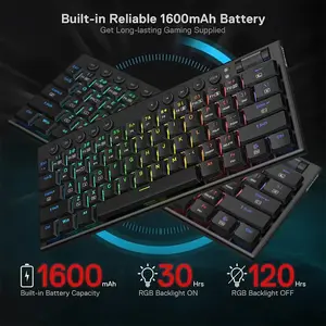 Redragon K632 HORUS PRO 60% RGB Mechanical Gaming Keyboard, Tri-Mode Wireless Connectivity, Compact Layout