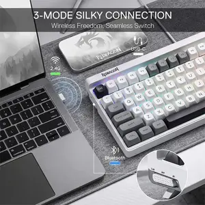 Redragon K656 GAREN PRO WB RGB Mechanical Gaming Keyboard, 100-Key Compact Layout, Tri-Mode Wireless Connectivity, Mint Mambo Mechanical Switches, RGB Backlighting Effects, Premium Gaming Keyboard