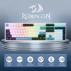 Redragon K668 WGB TRUNDLE RGB Mechanical Gaming Keyboard, Wired USB Connectivity, Full Size Layout, White Grey Black Edition