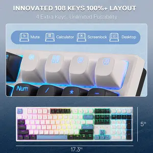 Redragon K668 WGB TRUNDLE RGB Mechanical Gaming Keyboard, Wired USB Connectivity, Full Size Layout, White Grey Black Edition