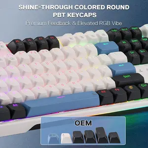 Redragon K668 WGB TRUNDLE RGB Mechanical Gaming Keyboard, Wired USB Connectivity, Full Size Layout, White Grey Black Edition
