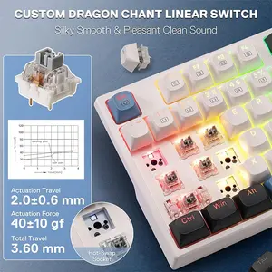 Redragon K668 WGB TRUNDLE RGB Mechanical Gaming Keyboard, Wired USB Connectivity, Full Size Layout, White Grey Black Edition