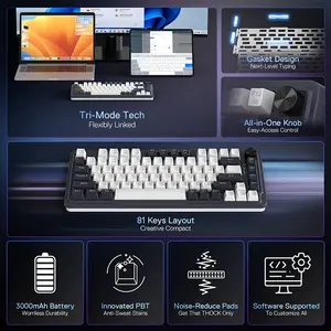 Redragon K673 WB UCAL PRO RGB Mechanical Gaming Keyboard, 75% Compact Layout, Tri-Mode Wireless Connectivity, Mechanical Switch Design, RGB Backlighting Effects, High-Performance Wireless Gaming Keyboard