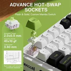 Redragon K686 WBG EISA MAX RGB Mechanical Gaming Keyboard, 96% Compact Layout, Tri-Mode Wireless Connectivity, Mechanical Switch Design, RGB Backlighting Effects, High-Performance Gaming Keyboard