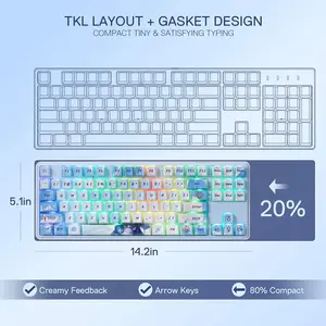 Redragon K707 SP STAR BLADE PRO TKL RGB Mechanical Gaming Keyboard, Tenkeyless Layout, Tri-Mode Wireless Connectivity, Mechanical Switch Design, RGB Backlighting Effects, High-Performance Gaming Keyboard