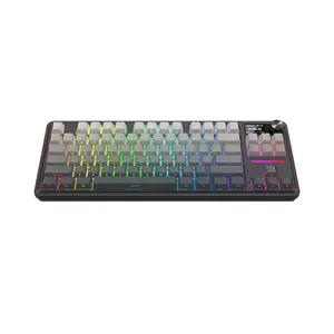Redragon K743 SP Antonium LCD Wireless Mechanical Gaming Keyboard, 84-Key TKL Layout, Integrated 1.14-Inch TFT Display Screen, Tri-Mode Wireless Connectivity, RGB Backlighting Effects, Mechanical Gaming Keyboard