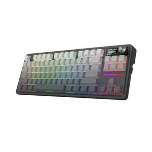 Redragon K743 SP Antonium LCD Wireless Mechanical Gaming Keyboard, 84-Key TKL Layout, Integrated 1.14-Inch TFT Display Screen, Tri-Mode Wireless Connectivity, RGB Backlighting Effects, Mechanical Gaming Keyboard