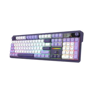 Redragon K762 Terraflare Pro Wireless Mechanical Gaming Keyboard, Full-Size Layout, Integrated LCD Display Screen, Tri-Mode Wireless Connectivity, RGB Backlighting Effects, Mechanical Gaming Keyboard