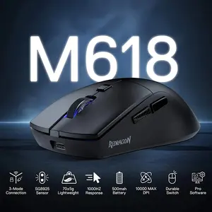 Redragon AZZMACH M618-Lite Wireless Gaming Mouse, 10000 DPI Optical Sensor, Ergonomic Vertical Design, Wireless Connectivity, Comfortable Wrist-Friendly Gaming and Productivity Mouse