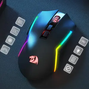 Redragon M693 Trident Pro Wireless Gaming Mouse, 3-Mode Connectivity, 8000 DPI Sensor, RGB Lighting, Black Edition
