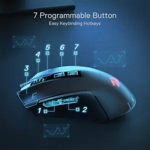 Redragon M693 Trident Pro Wireless Gaming Mouse, 3-Mode Connectivity, 8000 DPI Sensor, RGB Lighting, Black Edition