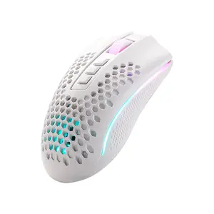 Redragon Storm Pro M808W-KS RGB Wireless Gaming Mouse, 16000 DPI Optical Sensor, Lightweight Honeycomb Design, White Edition