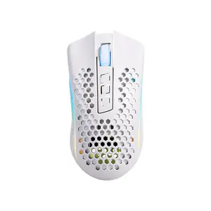 Redragon Storm Pro M808W-KS RGB Wireless Gaming Mouse, 16000 DPI Optical Sensor, Lightweight Honeycomb Design, White Edition