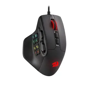 Redragon Aatrox MMO M811 Wired RGB Gaming Mouse, 12400 DPI Optical Sensor, Programmable MMO Multi-Button Design, RGB Lighting Effects, Wired USB Connectivity, High-Performance MMO Gaming Mouse