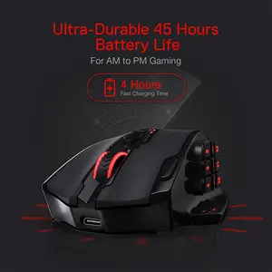 Redragon M913 Impact Elite Wireless Gaming Mouse, 16000 DPI Optical Sensor, Wireless Connectivity, MMO Programmable Multi-Button Design, RGB Lighting Effects, High-Performance Gaming Mouse