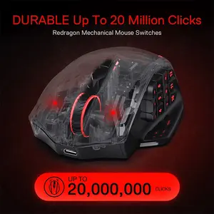 Redragon M913 Impact Elite Wireless Gaming Mouse, 16000 DPI Optical Sensor, Wireless Connectivity, MMO Programmable Multi-Button Design, RGB Lighting Effects, High-Performance Gaming Mouse