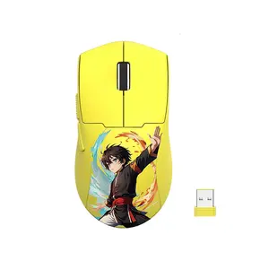 Redragon King Max M918 AKB-Pro Anime Yellow Wireless Gaming Mouse, 26000 DPI Optical Sensor, Tri-Mode Connectivity