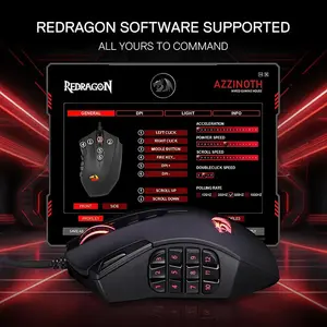 Redragon Azzinoth M921 MMO RGB Wired Gaming Mouse, 12400 DPI Optical Sensor, Programmable Multi-Button Layout, RGB Lighting Effects, Wired USB Connectivity, MMO and MOBA Gaming Mouse