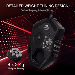 Redragon Azzinoth M921 MMO RGB Wired Gaming Mouse, 12400 DPI Optical Sensor, Programmable Multi-Button Layout, RGB Lighting Effects, Wired USB Connectivity, MMO and MOBA Gaming Mouse