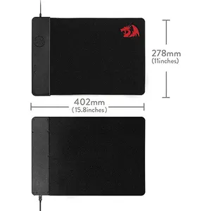 Redragon P025 RGB Gaming Mouse Pad with Wireless Charger, Extended Surface Design, Integrated Wireless Charging Function, RGB Edge Lighting Effects, Premium Gaming Desk Mat