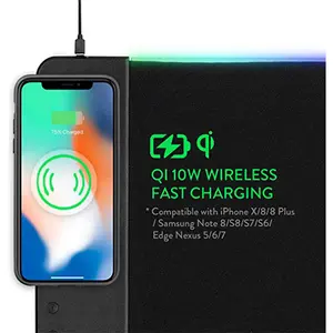 Redragon P025 RGB Gaming Mouse Pad with Wireless Charger, Extended Surface Design, Integrated Wireless Charging Function, RGB Edge Lighting Effects, Premium Gaming Desk Mat