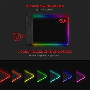 Redragon P025 RGB Gaming Mouse Pad with Wireless Charger, Extended Surface Design, Integrated Wireless Charging Function, RGB Edge Lighting Effects, Premium Gaming Desk Mat