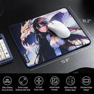 Redragon P046-S Anime Blue Gaming Mouse Pad Desk Mat, Extended Surface Design, Smooth Low-Friction Fabric Surface, Anti-Slip Rubber Base, Gaming and Productivity Desk Mat