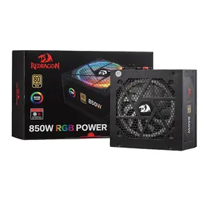 Redragon PS007 Gaming PC Power Supply, 850W Output Capacity, 80 PLUS Gold Certified Efficiency, Fully Modular Cable Design, RGB Lighting Effects, High-Performance Gaming PSU