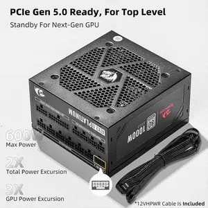 Redragon PS017 Gaming PC Power Supply, 1000W Output Capacity, 80 PLUS Platinum Certified Efficiency, High-Efficiency Power Delivery Design, Premium Gaming and Workstation PSU