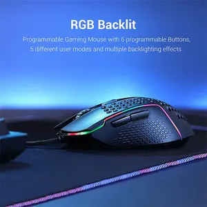 Redragon Reaping M987-K Lightweight Gaming Mouse, 12400 DPI Optical Sensor, Ultra-Light Honeycomb Design, High-Speed Wired USB Connectivity, Precision Tracking Performance, Competitive Gaming Mouse