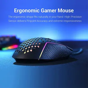 Redragon Reaping M987-K Lightweight Gaming Mouse, 12400 DPI Optical Sensor, Ultra-Light Honeycomb Design, High-Speed Wired USB Connectivity, Precision Tracking Performance, Competitive Gaming Mouse