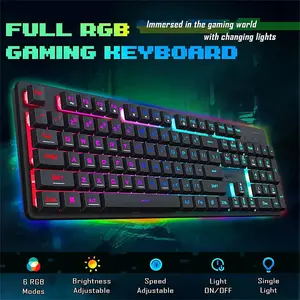 Redragon S107-BA RGB Gaming Keyboard and Mouse Combo Set, Full-Size 104-Key Layout, 10000 DPI Gaming Mouse, RGB Lighting Effects, Wired USB Connectivity Gaming Bundle
