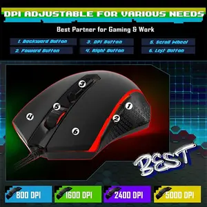 Redragon S107-BA RGB Gaming Keyboard and Mouse Combo Set, Full-Size 104-Key Layout, 10000 DPI Gaming Mouse, RGB Lighting Effects, Wired USB Connectivity Gaming Bundle