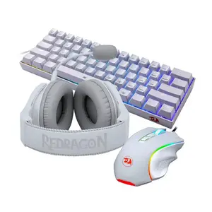 Redragon S129W Gaming Combo Set, Gaming Keyboard, Mouse and Headset Bundle, Wired Gaming Peripherals, Complete Desktop Gaming Setup Package