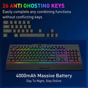 Redragon S151 PRO RGB Wireless Gaming Combo, K525 Gaming Keyboard, M616 Gaming Mouse, Tri-Mode Wireless Connectivity, Gaming Keyboard and Mouse Combo Set
