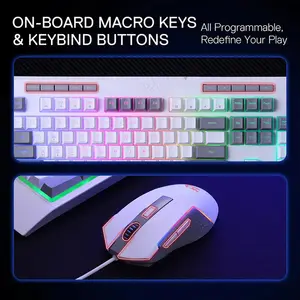 Redragon S151 White RGB Gaming Combo, K525 RGB Gaming Keyboard, M616 Gaming Mouse, Wired USB Connectivity, White Edition Gaming Keyboard and Mouse Bundle