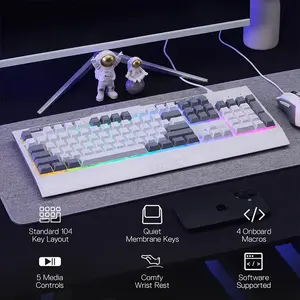 Redragon S151 White RGB Gaming Combo, K525 RGB Gaming Keyboard, M616 Gaming Mouse, Wired USB Connectivity, White Edition Gaming Keyboard and Mouse Bundle
