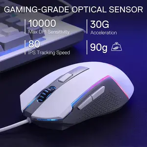 Redragon S151 White RGB Gaming Combo, K525 RGB Gaming Keyboard, M616 Gaming Mouse, Wired USB Connectivity, White Edition Gaming Keyboard and Mouse Bundle