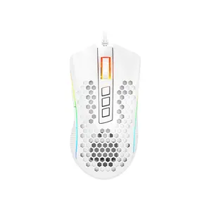 Redragon Storm Elite M988W RGB Gaming Mouse White Edition, 16000 DPI Optical Sensor, Lightweight Honeycomb Design, RGB Lighting Effects, Wired USB Connectivity, High-Performance Gaming Mouse