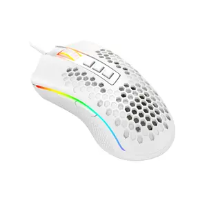 Redragon Storm Elite M988W RGB Gaming Mouse White Edition, 16000 DPI Optical Sensor, Lightweight Honeycomb Design, RGB Lighting Effects, Wired USB Connectivity, High-Performance Gaming Mouse