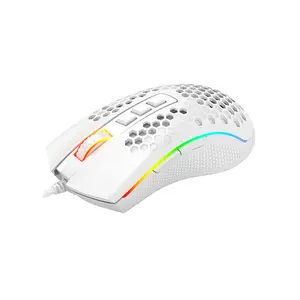 Redragon Storm Elite M988W RGB Gaming Mouse White Edition, 16000 DPI Optical Sensor, Lightweight Honeycomb Design, RGB Lighting Effects, Wired USB Connectivity, High-Performance Gaming Mouse
