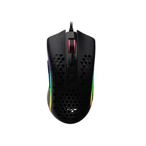 Redragon Storm Lunar M808-RGB Lightweight Gaming Mouse, 12400 DPI Optical Sensor, Lightweight Honeycomb Shell Design, RGB Lighting Effects, Wired USB Connectivity, High-Performance Gaming Mouse